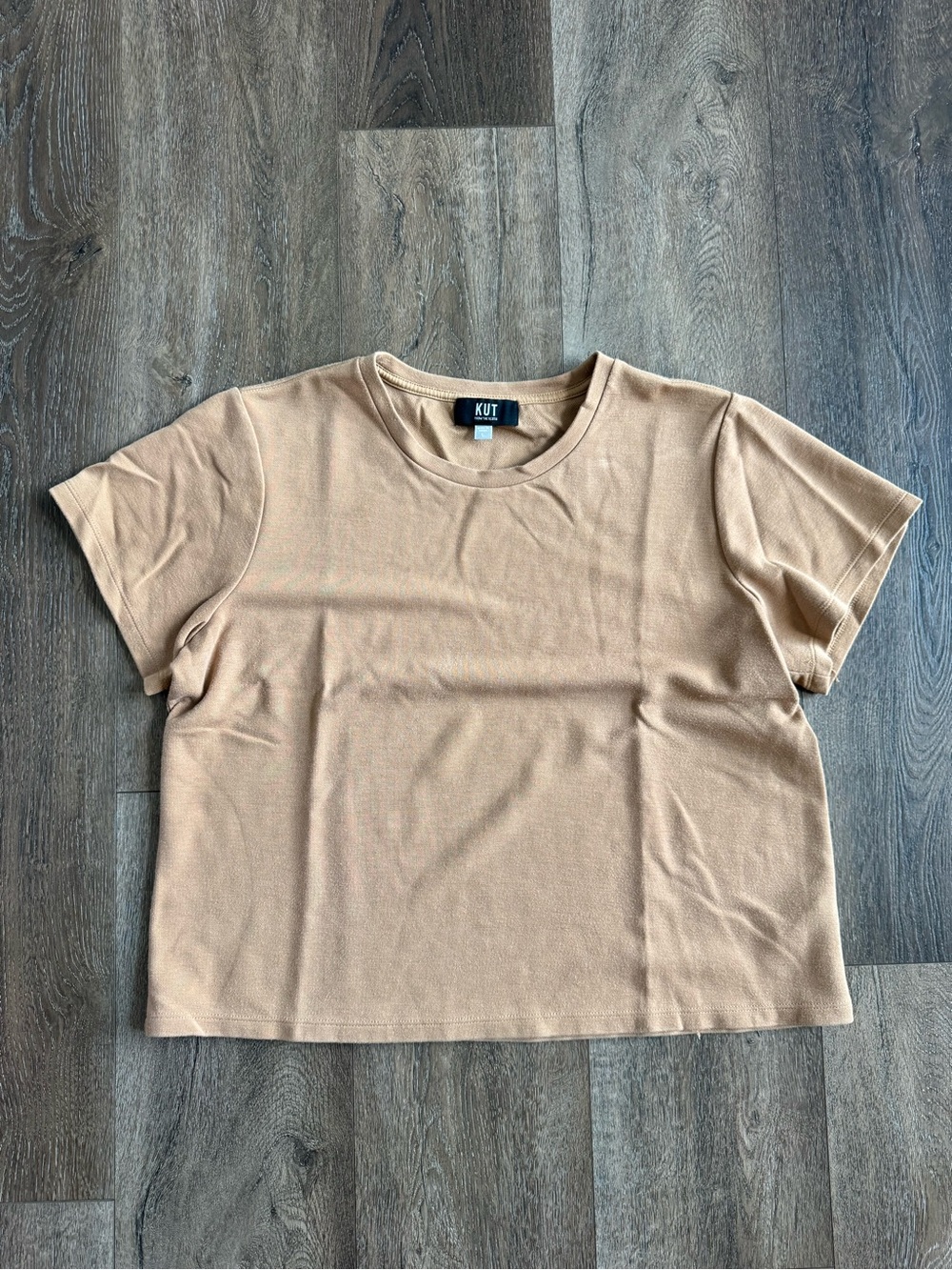 Kut from the Kloth Cropped Crewneck Tee - Tan